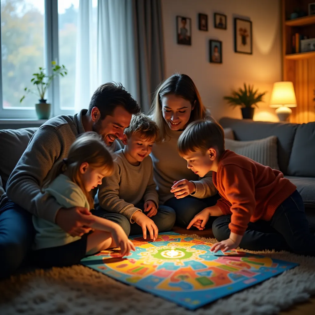 Dzieci uczące się w domu, a obok książki i materiały edukacyjne.